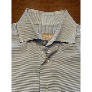 16 / 33 Gitman Bros Tailored Fit Button Up Long Sleeve Dress Shirt Blue Stripe